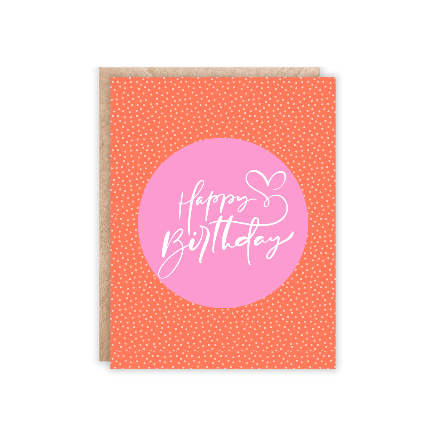 Orange and Pink Dot Happy Birthday Card