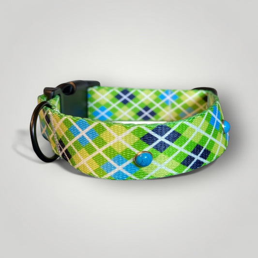 Everyday Argyle Blue and Green collar