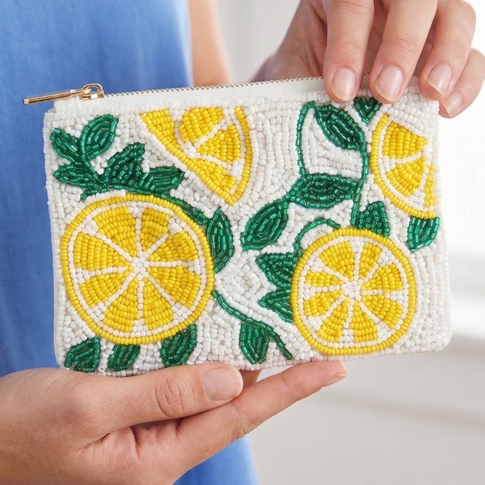 Lemon Slices Seed Beaded Coin Purse
