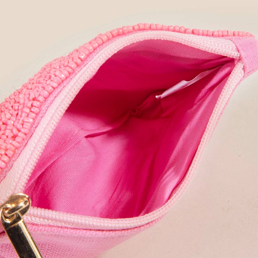 Seed Beaded Flower Coin Purse