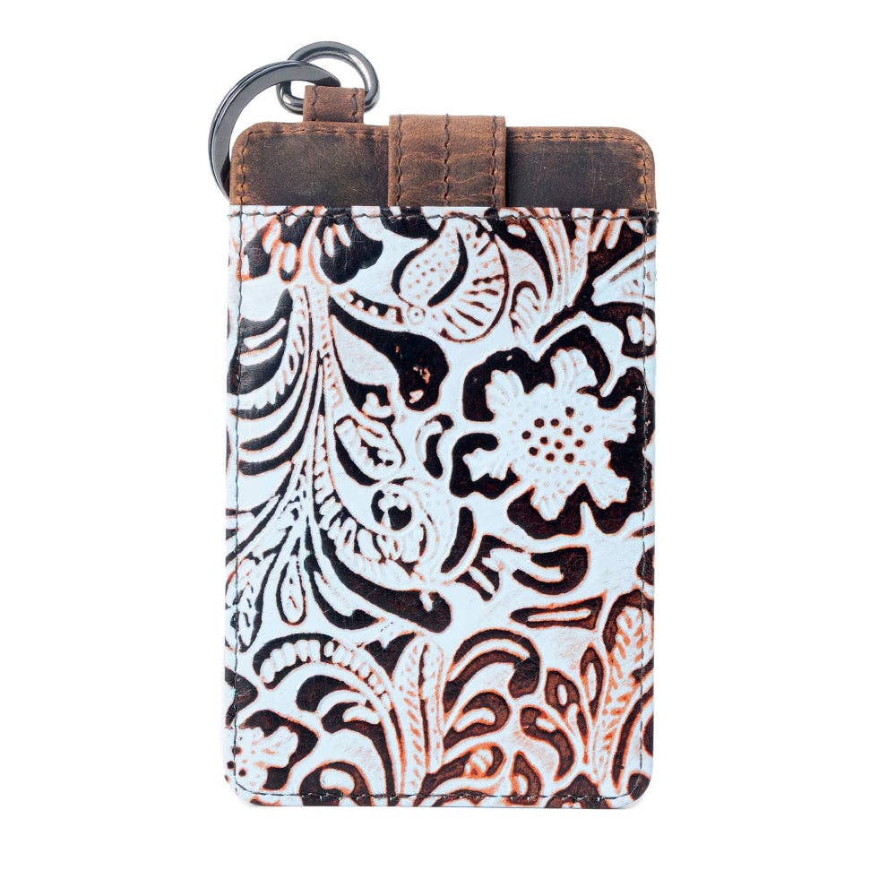 Roper Embossed Card Holder for Women in blue with printed detail