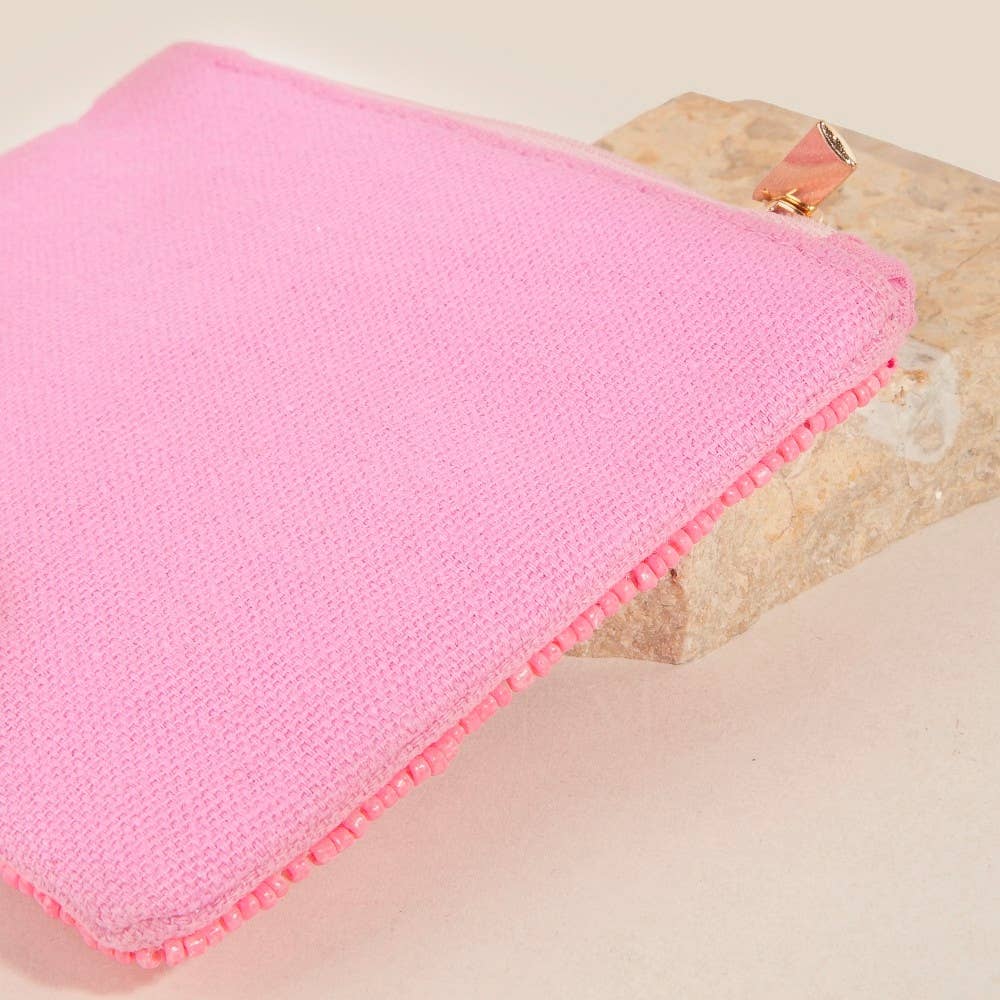 Seed Beaded Flower Coin Purse